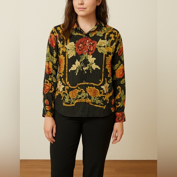 Rachel Zoe Multicolor Floral Long Sleeve Button Down Shirts Small Office Siren - Picture 1 of 5